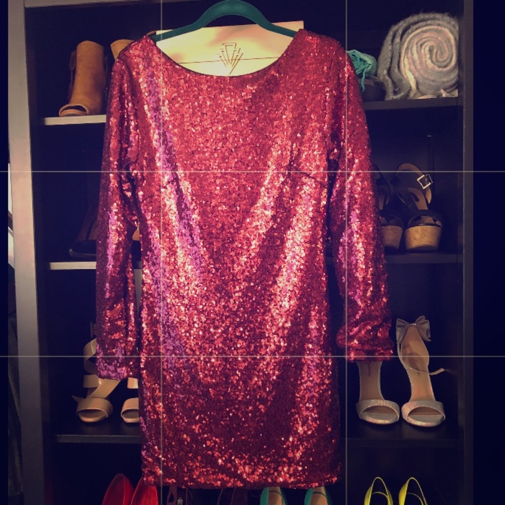 Red Sequin Mini Dress